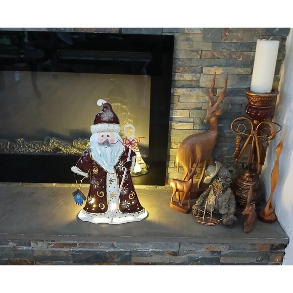 Wegmans 15.5 Inch Metal Santa Staff & Birdhouse Holiday Tea Light Candle Holder - Picture 2 of 8